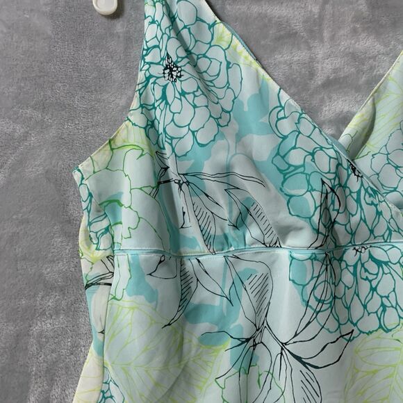 Nine & Co Y2K Babydoll Floral Tank Top So 14 Green Whimsigoth Fairy Grunge Flowy - Picture 5 of 11